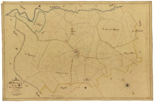 Dun-sur-Grandry, cadastre ancien : plan parcellaire de la section B dite de Creuseverne, feuille 1