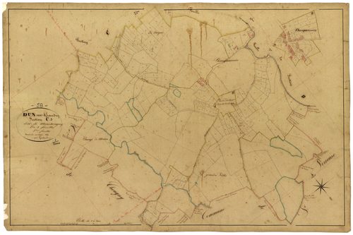 Dun-sur-Grandry, cadastre ancien : plan parcellaire de la section C dite de Monchougny, feuille 3