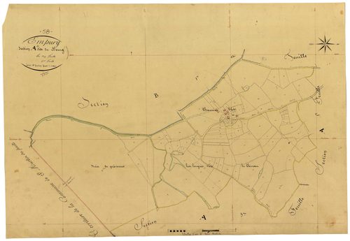 Empury, cadastre ancien : plan parcellaire de la section A dite du Bourg, feuille 4