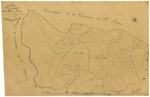 Empury, cadastre ancien : plan parcellaire de la section A dite du Bourg, feuille 2