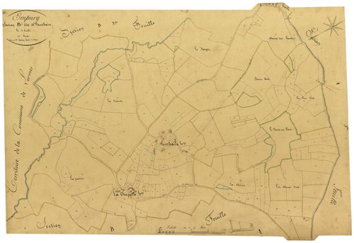 Empury, cadastre ancien : plan parcellaire de la section B dite de Neuchaise, feuille 2