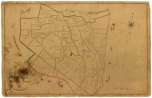Entrains-sur-Nohain, cadastre ancien : plan parcellaire de la section E dite du Chenois, feuille 1