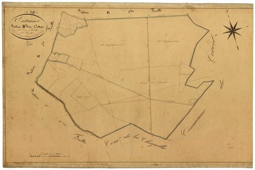 Entrains-sur-Nohain, cadastre ancien : plan parcellaire de la section B dite de Cottes, feuille 3