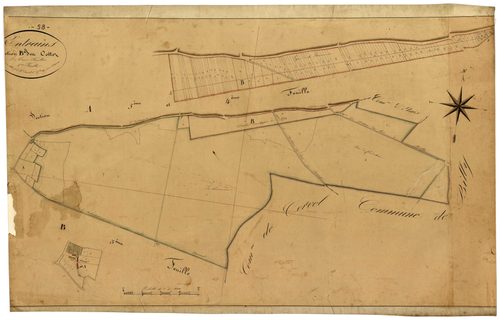 Entrains-sur-Nohain, cadastre ancien : plan parcellaire de la section B dite de Cottes, feuille 2