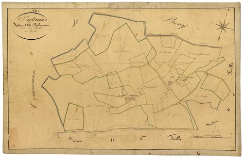 Entrains-sur-Nohain, cadastre ancien : plan parcellaire de la section D dite de Chalumeau, feuille 1