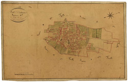 Entrains-sur-Nohain, cadastre ancien : plan parcellaire de la section F dite de la Ville