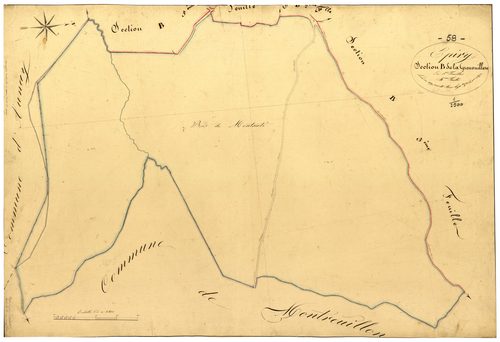 Epiry, cadastre ancien : plan parcellaire de la section B dite de la Grenouillère, feuille 4