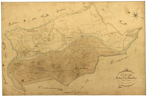 Epiry, cadastre ancien : plan parcellaire de la section C dite du Chandelier
