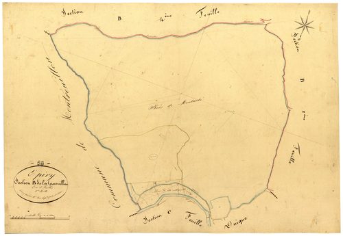 Epiry, cadastre ancien : plan parcellaire de la section B dite de la Grenouillère, feuille 3
