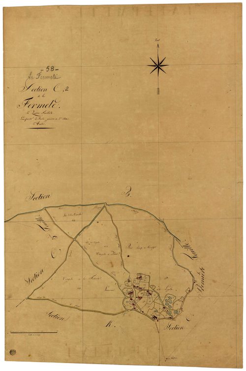 La Fermeté, cadastre ancien : plan parcellaire de la section C dite de la Fermeté, feuille 2