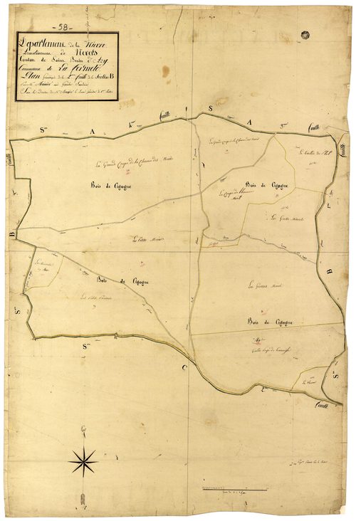 La Fermeté, cadastre ancien : plan parcellaire de la section B dite de Cigogne et Traizaigle, feuille 2