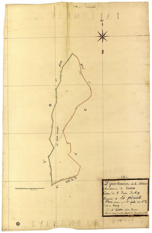 La Fermeté, cadastre ancien : plan parcellaire de la section G dite de Jeugny, feuille 3