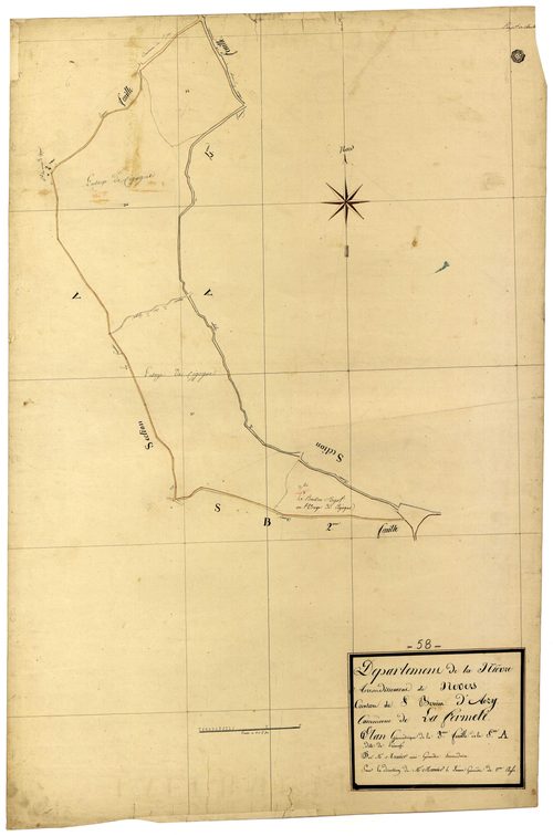 La Fermeté, cadastre ancien : plan parcellaire de la section A dite de Primage, feuille 3