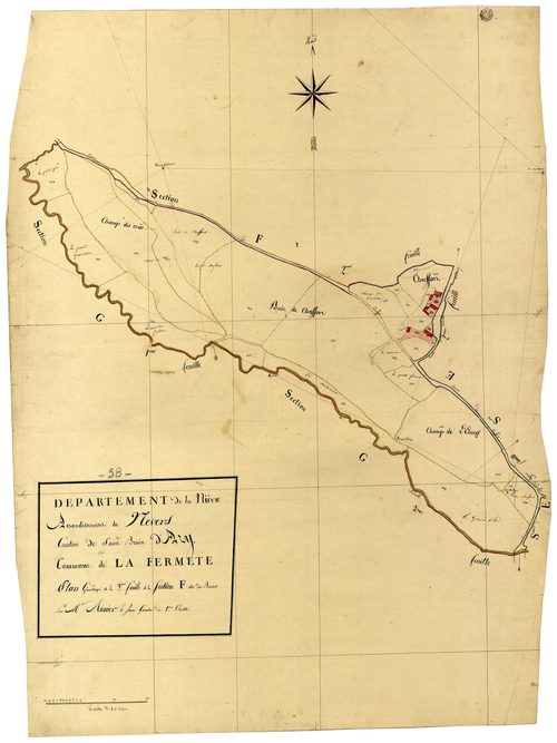 La Fermeté, cadastre ancien : plan parcellaire de la section F dite des Brosses, feuille 3