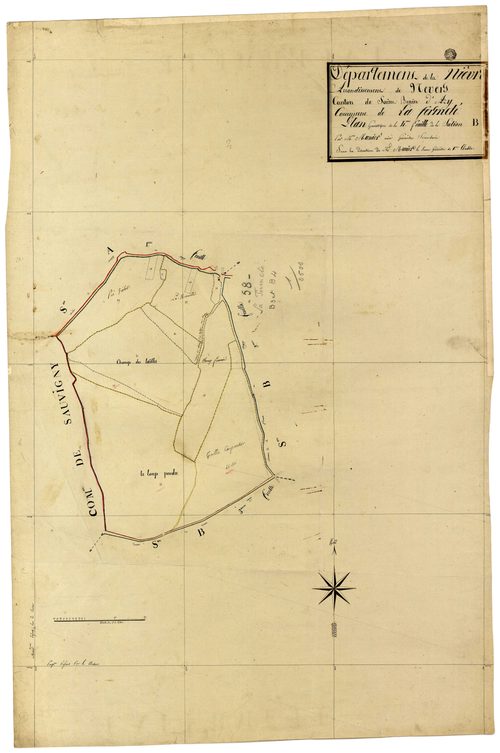 La Fermeté, cadastre ancien : plan parcellaire de la section B dite de Cigogne et Traizaigle, feuille 4