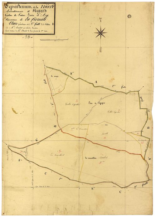 La Fermeté, cadastre ancien : plan parcellaire de la section B dite de Cigogne et Traizaigle, feuille 3