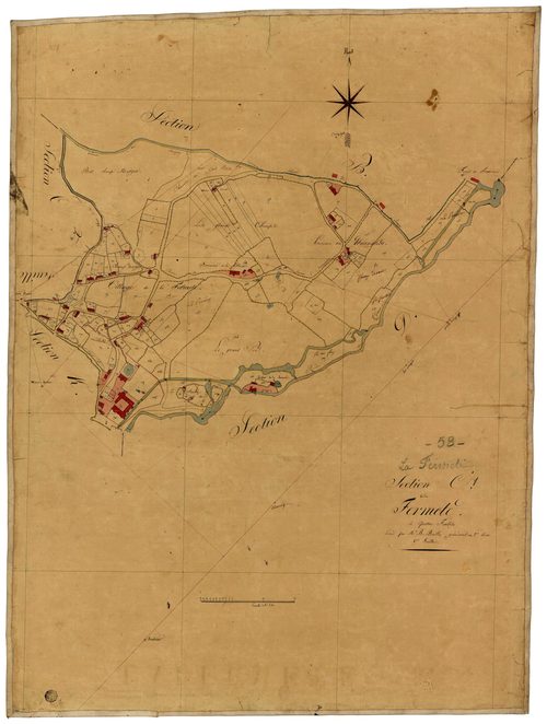 La Fermeté, cadastre ancien : plan parcellaire de la section C dite de la Fermeté, feuille 1