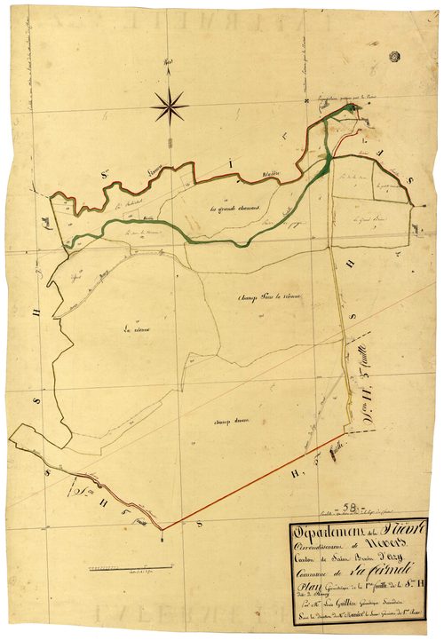 La Fermeté, cadastre ancien : plan parcellaire de la section H dite de Rancy, feuille 1