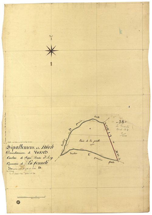 La Fermeté, cadastre ancien : plan parcellaire de la section D dite de Thiernay, feuille 3