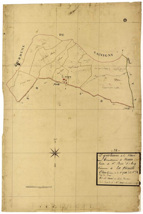 La Fermeté, cadastre ancien : plan parcellaire de la section A dite de Primage, feuille 1