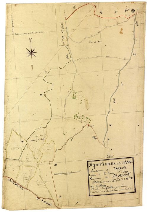 La Fermeté, cadastre ancien : plan parcellaire de la section H dite de Rancy, feuille 3