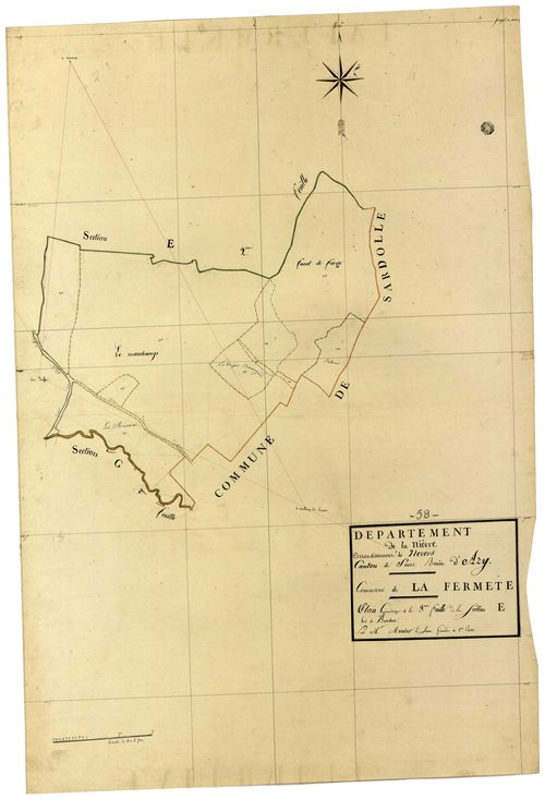 La Fermeté, cadastre ancien : plan parcellaire de la section E dite du Bouchot, feuille 3