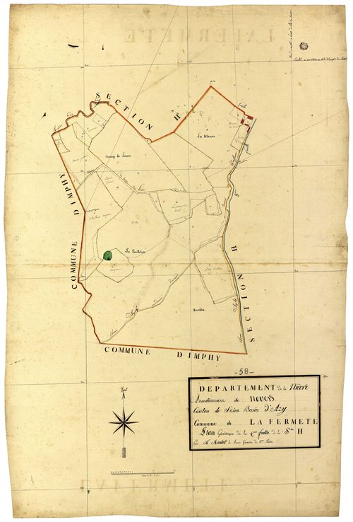 La Fermeté, cadastre ancien : plan parcellaire de la section H dite de Rancy, feuille 6