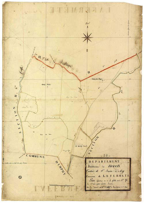La Fermeté, cadastre ancien : plan parcellaire de la section H dite de Rancy, feuille 5
