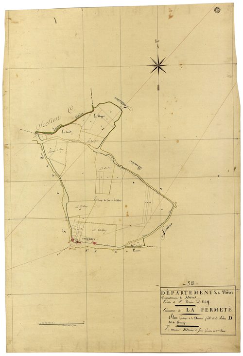 La Fermeté, cadastre ancien : plan parcellaire de la section D dite de Thiernay, feuille 2