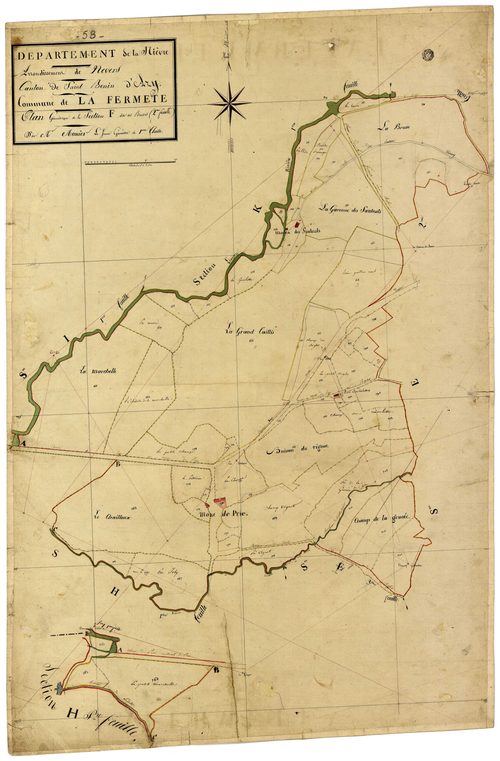 La Fermeté, cadastre ancien : plan parcellaire de la section F dite des Brosses, feuille 2