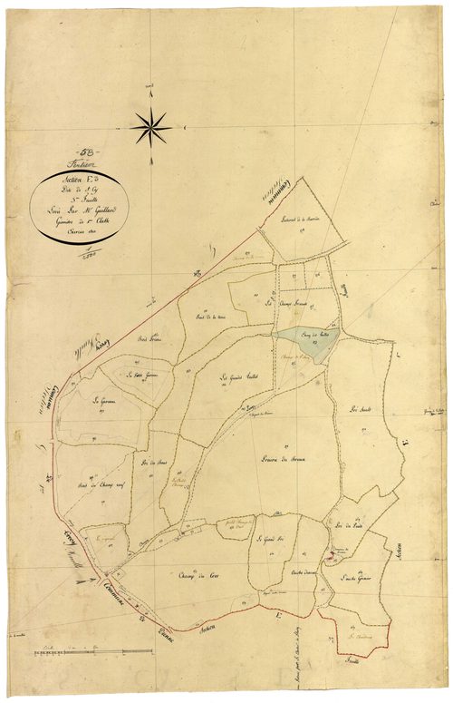 Fertrève, cadastre ancien : plan parcellaire de la section E dite de Saint-Cy, feuille 3