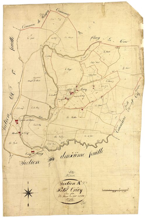 Fertrève, cadastre ancien : plan parcellaire de la section F dite du Petit Crécy, feuille 2