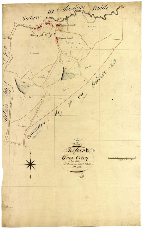 Fertrève, cadastre ancien : plan parcellaire de la section G dite du Gros Crécy, feuille 2