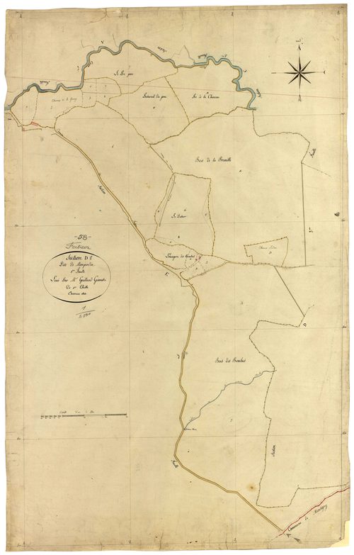 Fertrève, cadastre ancien : plan parcellaire de la section D dite de Monjardin, feuille 1