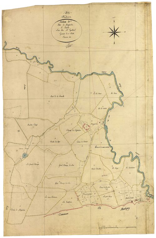 Fertrève, cadastre ancien : plan parcellaire de la section D dite de Monjardin, feuille 2