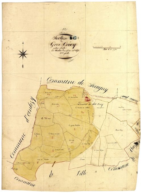 Fertrève, cadastre ancien : plan parcellaire de la section G dite du Gros Crécy, feuille 3