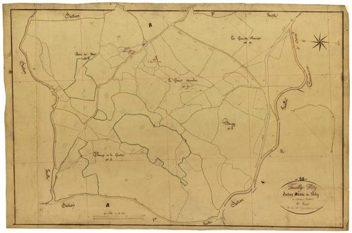 Fléty, cadastre ancien : plan parcellaire de la section B dite de Fléty, feuille 2