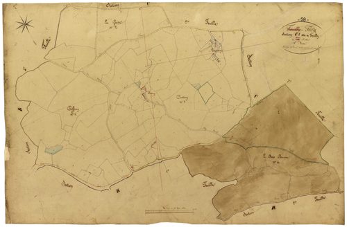 Fléty, cadastre ancien : plan parcellaire de la section C dite de Tazilly, feuille 1