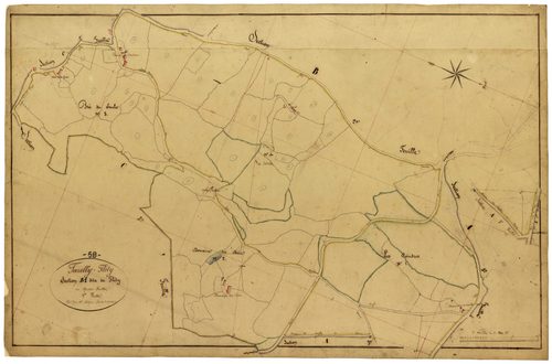 Fléty, cadastre ancien : plan parcellaire de la section B dite de Fléty, feuille 1