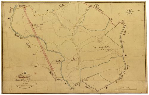 Fléty, cadastre ancien : plan parcellaire de la section A dite de Tourny, feuille 3