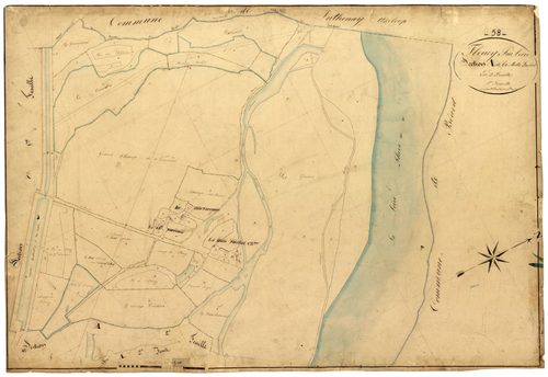 Fleury-sur-Loire, cadastre ancien : plan parcellaire de la section A dite de la Motte Farchat, feuille 1