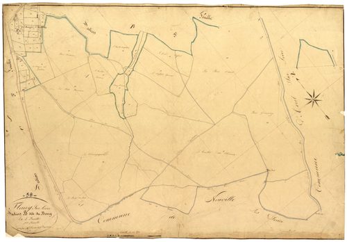 Fleury-sur-Loire, cadastre ancien : plan parcellaire de la section B dite du Bourg, feuille 3