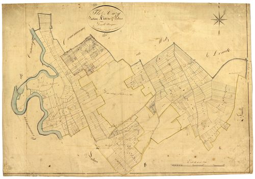 Flez-Cuzy, cadastre ancien : plan parcellaire de la section A dite des Grands Corbiers