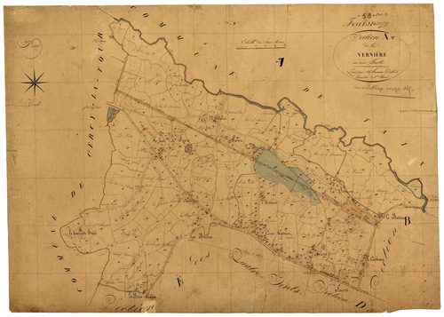 Fours, cadastre ancien : plan parcellaire de la section A dite de la Vernière
