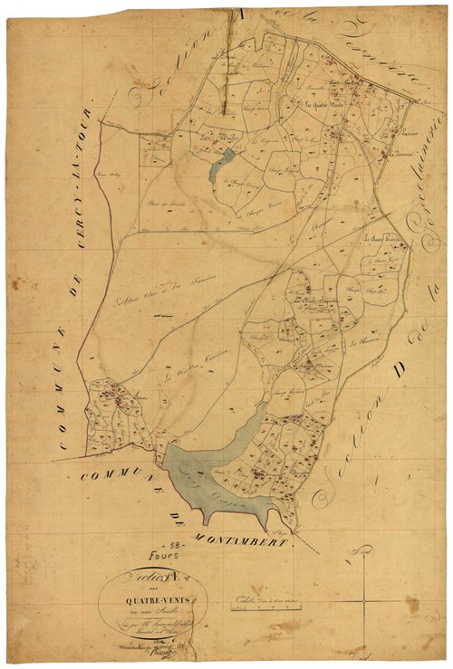 Fours, cadastre ancien : plan parcellaire de la section E dite des Quatre-Vents