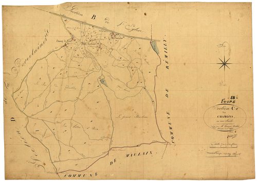 Fours, cadastre ancien : plan parcellaire de la section C dite des Chamons