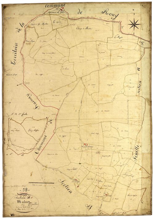 Frasnay-Reugny, cadastre ancien : plan parcellaire de la section C dite de Mulnot, feuille 2, 2e partie