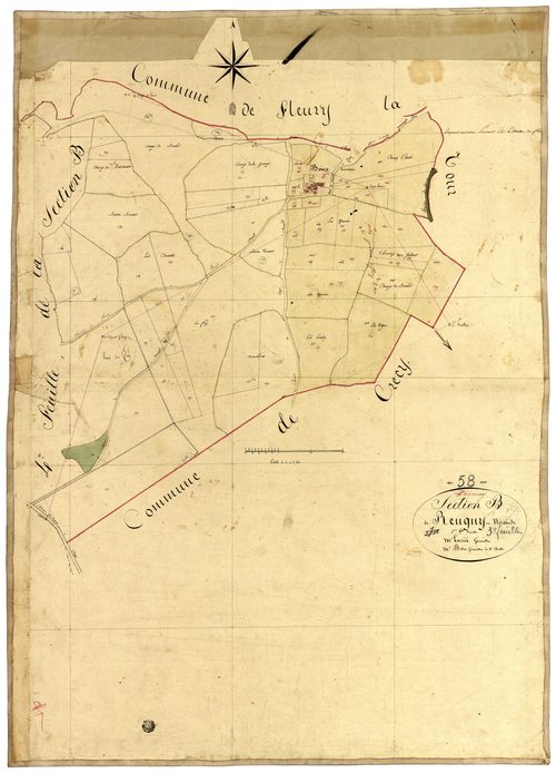 Frasnay-Reugny, cadastre ancien : plan parcellaire de la section B dite de Reugny et Néronde, feuille 3