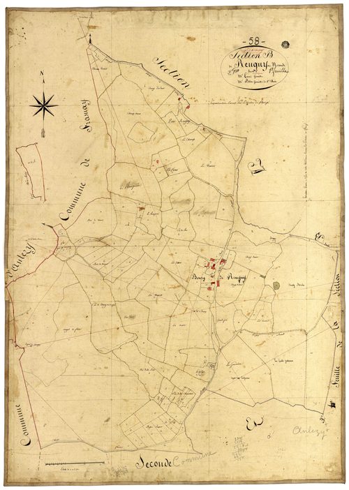 Frasnay-Reugny, cadastre ancien : plan parcellaire de la section B dite de Reugny et Néronde, feuille 1