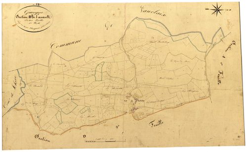 Gâcogne, cadastre ancien : plan parcellaire de la section D dite de Lavault, feuille 1